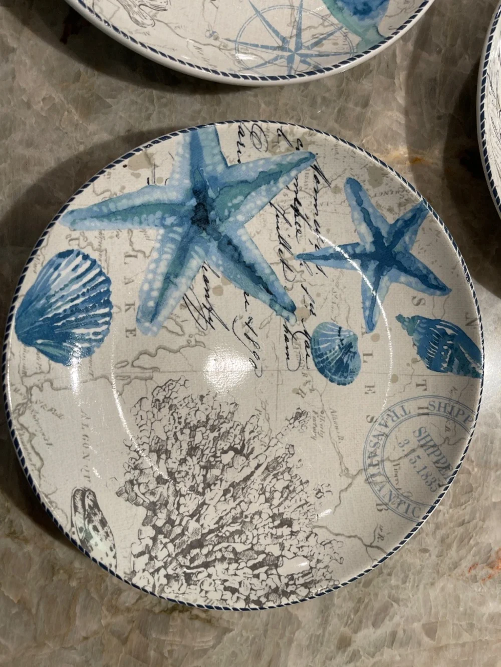 SET OF 8 222 Fifth Under the Sea Pattern Porcelain Plates DISCONTINUED PATTERN